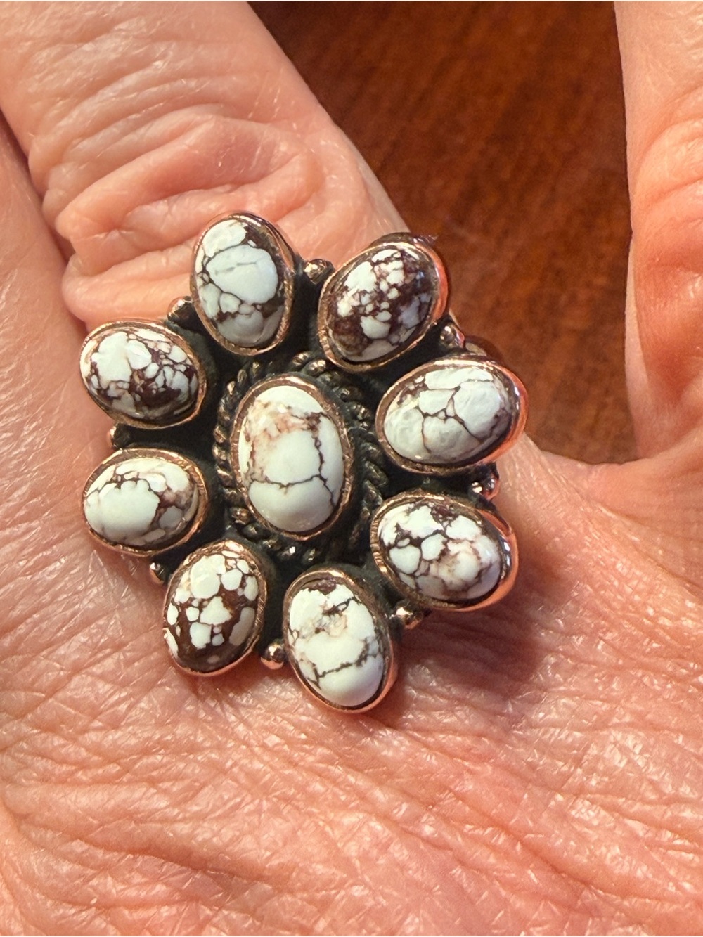 Wild Horse Cluster Ring set in Copper
Adjustable - set at a 8